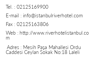 River Hotel Laleli iletiim bilgileri
